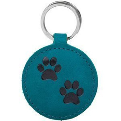 Kožený přívěsek na klíče kruh - Turquoise - Two Paws Black