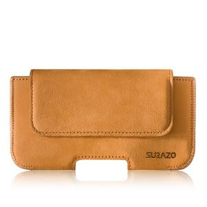 Horizontální kožené univerzální pouzdro na opasek Belt case - Nubuk Camel