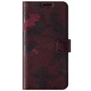 Pouzdro na telefon z pravé kůže Premium RFID - Military Kamufláž Burgundsko - TPU Černá 