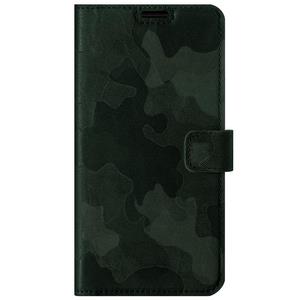 Pouzdro na telefon z pravé kůže Premium RFID - Vojenská kamufláž tmavě zelená - TPU Černá 