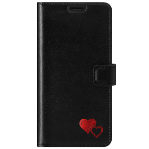 Wallet case - Costa Black - Red Hearts - Transparentní TPU