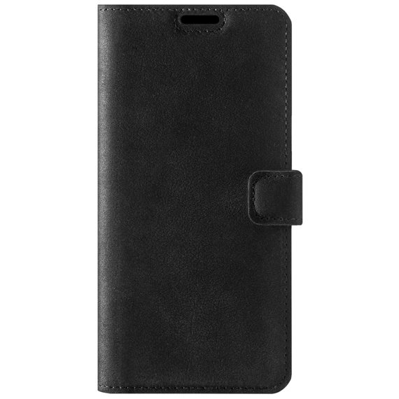 Pouzdro na telefon z pravé kůže Book Case MagSafe - Nubuk Černá
