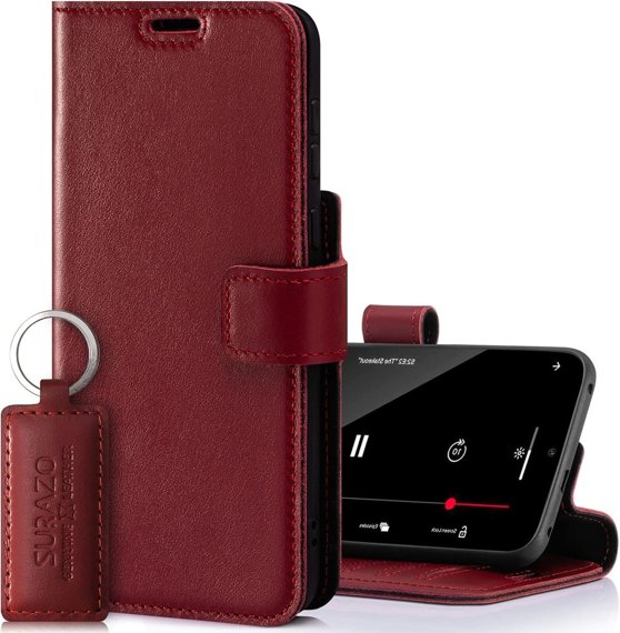 Pouzdro na telefon z pravé kůže Prestige RFID - Costa červená - TPU Černá 