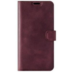 Pouzdro na telefon z pravé kůže Premium RFID - Burgund - TPU Černá