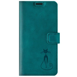 Wallet case - Turquoise - Fabulous cat - Transparentní TPU