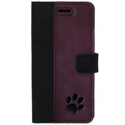 Wallet case Duo - Nubuck Black and Burgundy - Paw - Transparentní TPU